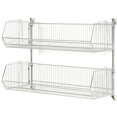 Nexel Wall Mount Basket Kit 36inW x 14inD x 9inH 2 Basket Chrome 798308